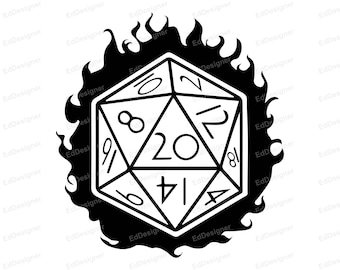 DnD Logo, DnD Vector, DnD Dice Design, DnD Vector Clip Art, Twenty Sided Dice Art SVG, PNG, DXF, Eps, jpg