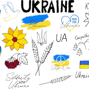 Set Symbol of Ukraine, Ukraine Bundle Coat Arms, Ukraine Clip Art, Download Ukraine Heart, Stand With Ukraine SVG, PNG, DXF, Eps, jpg