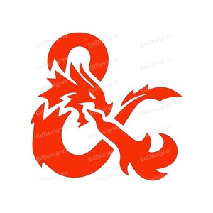 Op de afbeelding: Een rode draak die om een wit ampersand-symbool is gewikkeld. De kop van de draak is naar de linkerkant van de afbeelding gericht. De staart van de draak is om het ampersand gewikkeld.