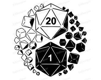 DnD Logo, DnD Vector, DnD Dice Design, DnD Vector Clip Art, Twenty Sided Dice Art SVG, PNG, DXF, Eps, jpg