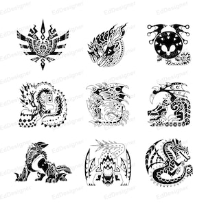 9 MHW Vectors Design, Gifts for Gamers, svg, png, dxf, eps, jpg
