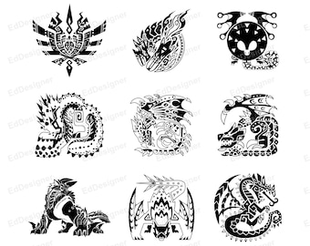 9 MHW Vectors Design, Gifts for Gamers, svg, png, dxf, eps, jpg