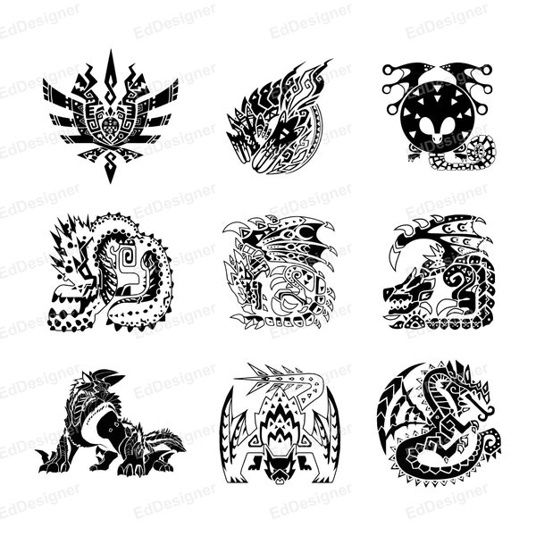 9 MHW Vectors Design, Gifts for Gamers, svg, png, dxf, eps, jpg