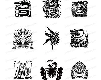 9 MHW Vectors Design, Gifts for Gamers, svg, png, dxf, eps, jpg