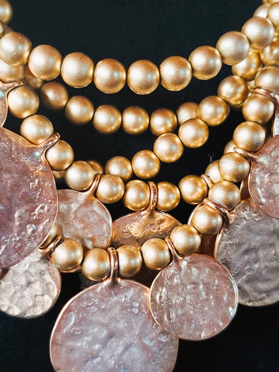 Kenneth Jay Lane Gold Tone Disk/Coins Necklace: 8… - image 5