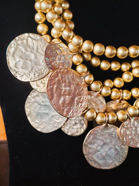 Kenneth Jay Lane Gold Tone Disk/Coins Necklace: 8… - image 6