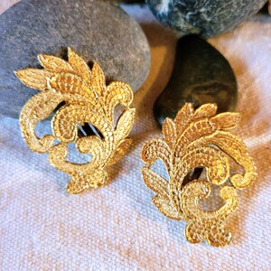 Vintage, YSL/Yves Saint Laurent Earrings, Clips, Gold Plated, Leafy Swirls, Signed, Authentic, COA...Tres Chic!