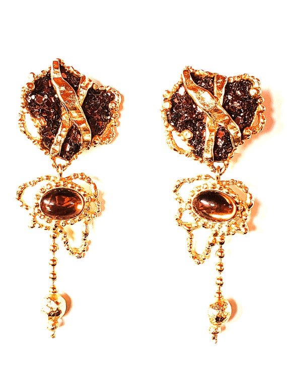 Vintage Christian Lacroix Earrings Dangle/Drop Cl… - image 1