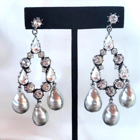 Yosca Large Dangle Earrings: Posts, Silver-Toned,… - image 1