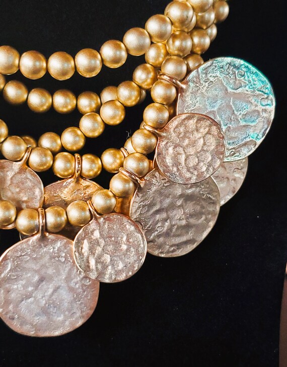Kenneth Jay Lane Gold Tone Disk/Coins Necklace: 8… - image 4