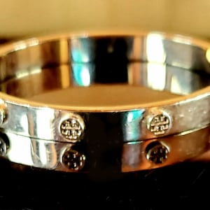Tory Burch Miller Stud Hinge Bracelet, Gold Tone Steel Good Condition Authentic