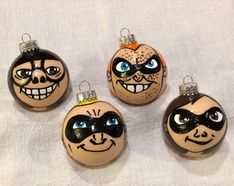 Incredibles ornaments Mr. Incredible Elastigirl Dash Violet Jack Jack Syndrome Edna Mode Frozone