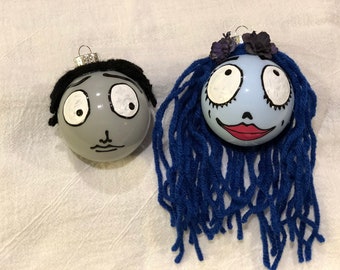 Corpse Bride Nightmare Before Christmas ornaments halloween skull tim burton hand painted ball ornament victor van dort