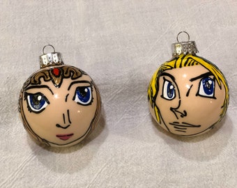 Zelda and Link ornaments