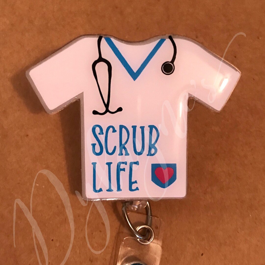 Scrub Top Badge Reel/scrubs Retractable Badge Reel/custom/personalized ...