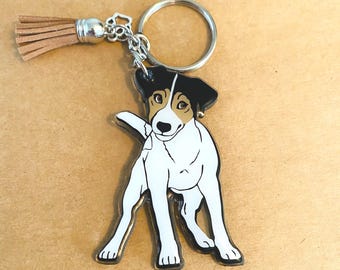 Custom Jack Russell Acrylic Keychain: Personalized Dog Zipper Pull