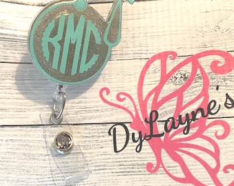 Monogrammed Stethoscope Badge Reel: Custom Alligator Clip ID Holder