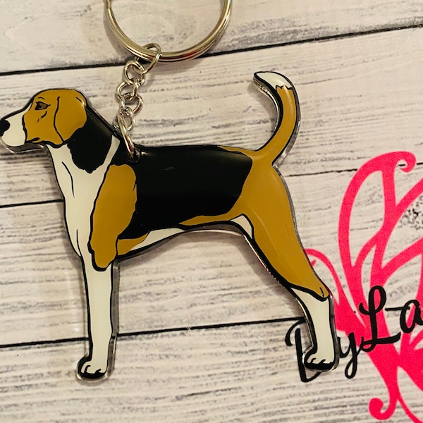 American Foxhound Custom Acrylic Keychain/American Foxhound Keychain/American Foxhound Zipper Pull/bird dog/coon hound/foxhound