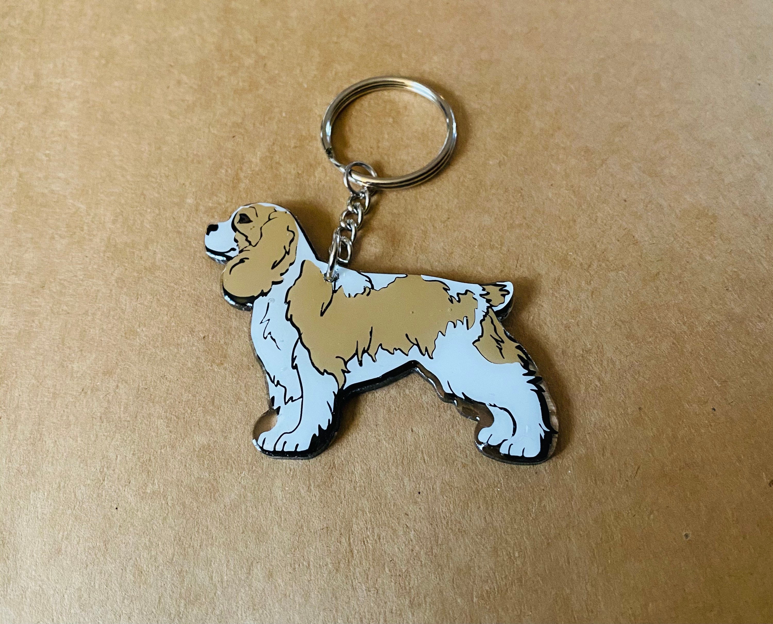 DOWAY Acrylic King Charles Spaniel Keychain - Cute Dog Purse Pendant, Handbag Charm, Gift For Dog Lovers