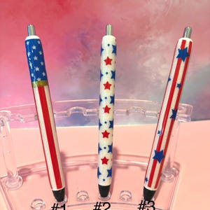 Patriotic Glitter Pens/Personalized Pens/Inkjoy Gel pens/Custom ink pens/Star and stripes/God Bless America/custom patriotic pens