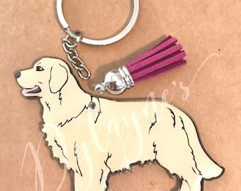 Custom Golden Retriever Keychain: Personalized Dog Zipper Pull