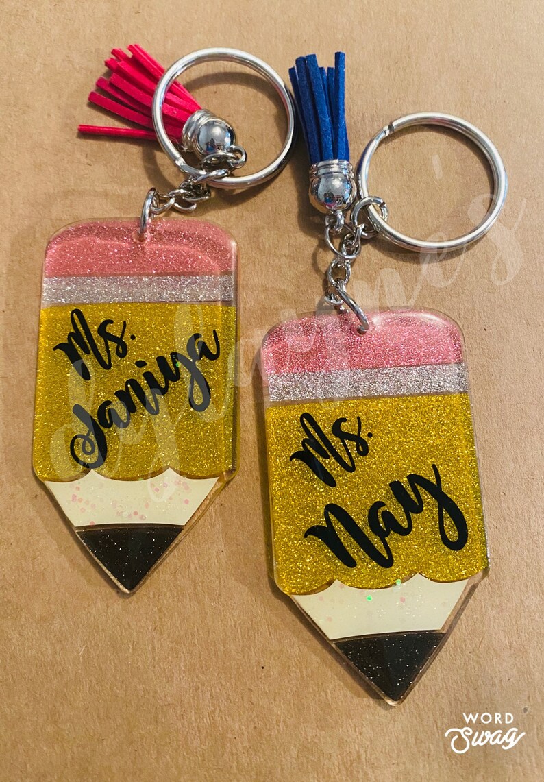 Pencil Custom Acrylic Keychain/Personalized Pencil Etsy