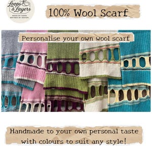 Custom Knit Wool Scarf: Diagonal Loop Design, Handmade Winter Accessory