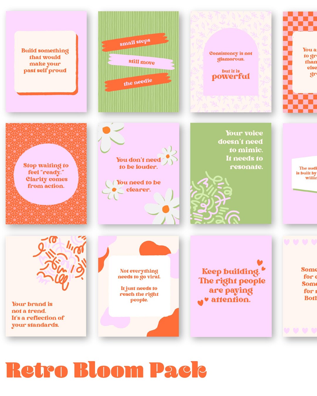 Retro Bloom Instagram Carousel Templates | Editable Canva Post Pack ...