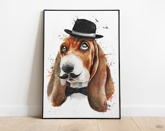 El Patron, Dog, Watercolor Art Print, Wall Art, Print, Unique Poster, Ideal Gift, Fine Art Print, Wall Print