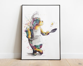 Hippo Chef - Limited Edition Art Print | Funny and Unique Wall Art