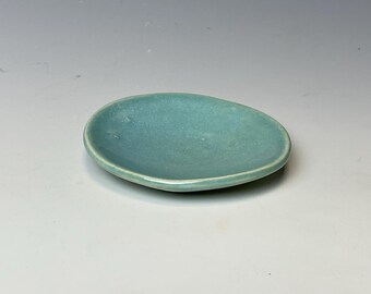 Handmade stoneware ring dish, Norse blue trinket dish, small jewelry catchall, 3 inch, food safe, one of a kind