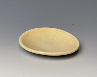 Handmade stoneware ring dish, oatmeal white trinket dish, small jewelry catchall, 3 inch, food safe, one of a kind