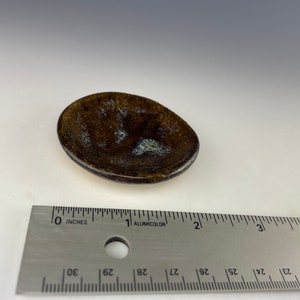 2” Peacock blue brown ceramic plate A142