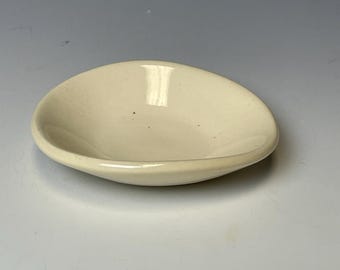 Handmade stoneware mini bowl, white dipping bowl, soy sauce dish, small condiment bowl, catchall, 3-inch, food safe, one of a kind.