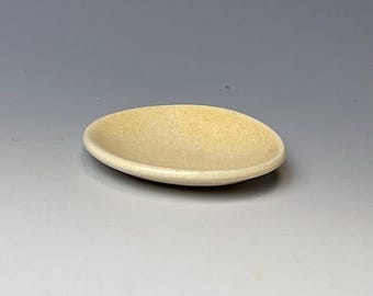 Handmade stoneware ring dish, oatmeal white trinket dish, small jewelry catchall, 3 inch, food safe, one of a kind