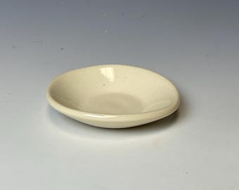 Handmade stoneware mini bowl, white dipping bowl, soy sauce dish, small condiment bowl, catchall, 3-inch, food safe, one of a kind.