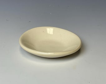 Handmade stoneware mini bowl, white dipping bowl, soy sauce dish, small condiment bowl, catchall, 3-inch, food safe, one of a kind.