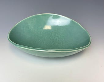 Handmade stoneware medium bowl, Norse blue bowl,  catchall, 7-inch, food safe, one of a kind.