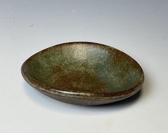 Handmade stoneware mini bowl, matcha shino green dipping bowl, soy sauce dish, small condiment bowl, catchall, 3-inch, food safe.