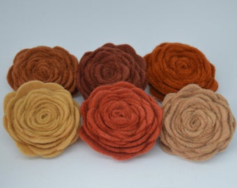 Felt Flower Brooch, Felted Brooch, Floral Felt Pin, Flower Lapel Pin, Brown Felt Flower, Flower Embellishment, Floral Accessories, Brown Pin