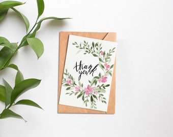 Watercolor Floral Wreath Stationery, Watercolor Floral Greeting Card, Watercolor Floral Wreath Cards
