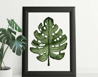 Monstera Leaf Watercolor Print
