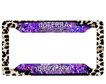 Doterra Glitter Leopard Print Car Frame, Glitter Leopard Print, Doterra Car Frame, Doterra Glittler Leopard Print Frame, License Plate frame