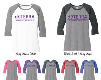 DoTerra compliance approved 3/4 sleeve baseball tee, doterra shirt, doterra clothing DM136 doTERRA oils