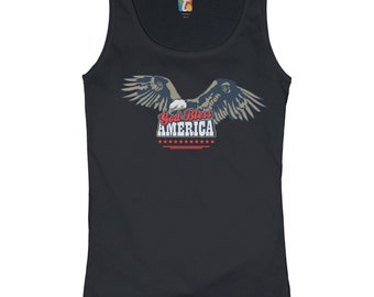 God Bless America Women's Tank Top 4th of July Independence Day American Bald Eagle Freedom Liberty Land of the Free Home of the Brave