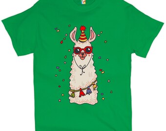 Christmas Llama T-shirt Merry and Bright Let It Snow Funny Xmas Men's Tee