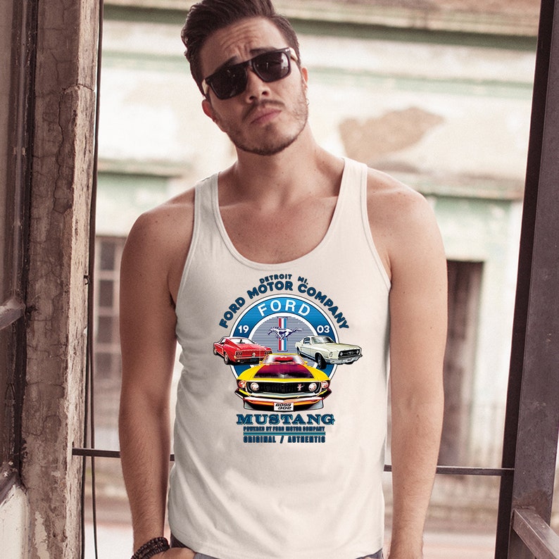 Ford Mustang Tank Top Detroit Mi 1903 Ford Motor Company Licensed Men/'s Top