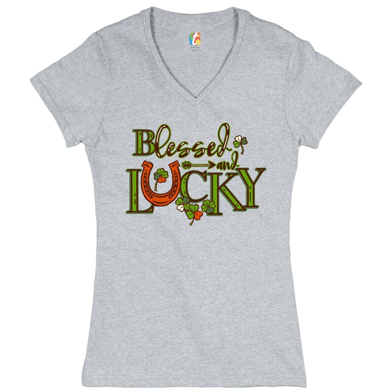 Shamrock Patties Day Tee Blessed and Lucky Women/'s V-Neck T-shirt St Patrick/'s Day Gift for St Malarkey Irish Shenanigans Clover