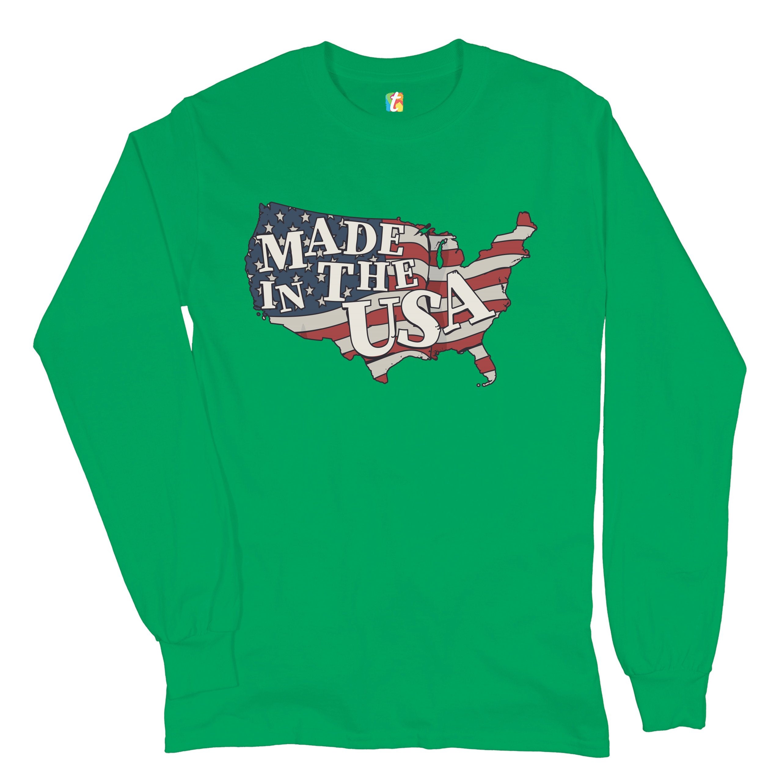 Made in the USA Long Sleeve Tshirt American Flag Stars and Etsy