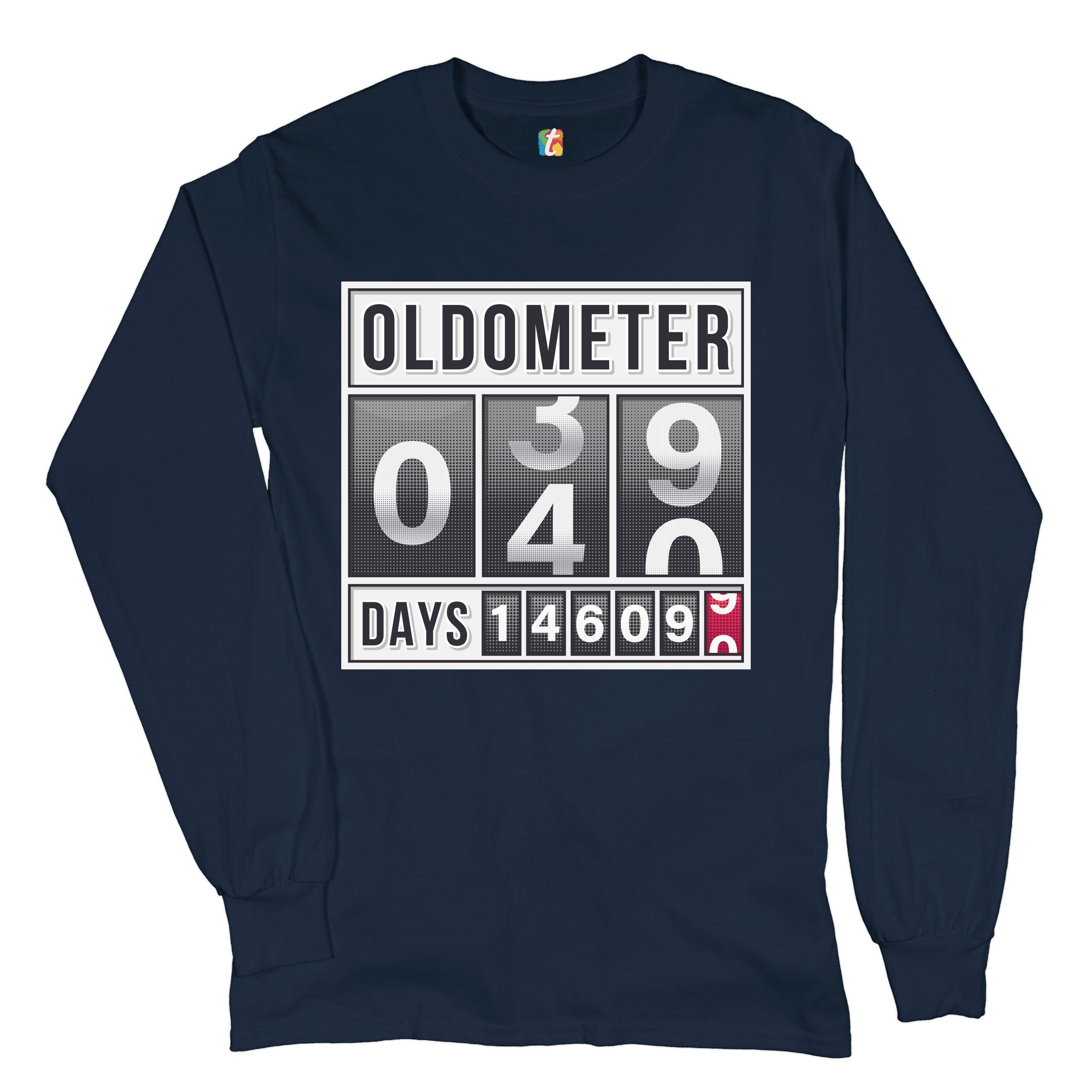 Oldometer 39 40 Langarm T shirt lustig Odometer Drehen 40